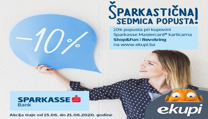 10 posto popusta na on-line kupovine kreditnim karticama Sparkasse Bank