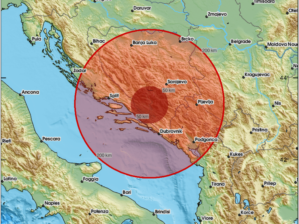 Blagi zemljotres pogodio Hercegovinu, epicentar kod Mostara