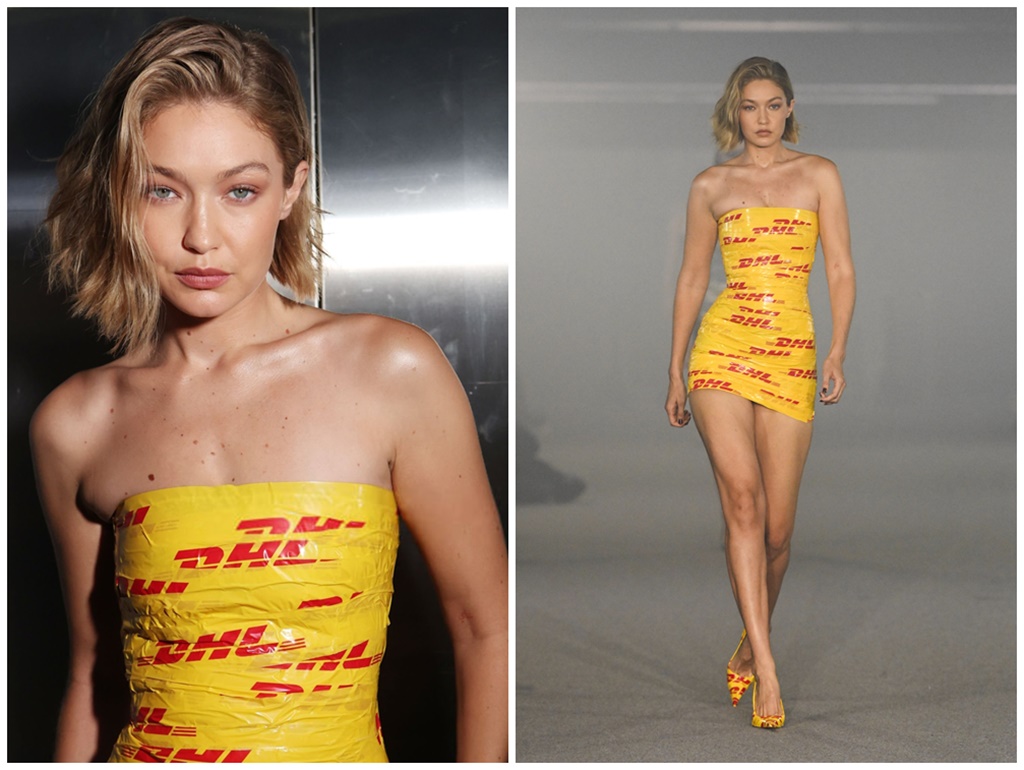 Gigi Hadid na Paris Fashion Weeku u 'DHL haljini'