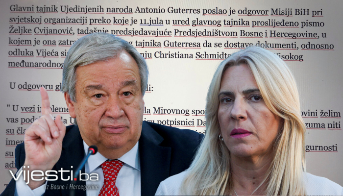 Guterres odgovorio Cvijanović: Schmidt ne treba potvrdu UN-a