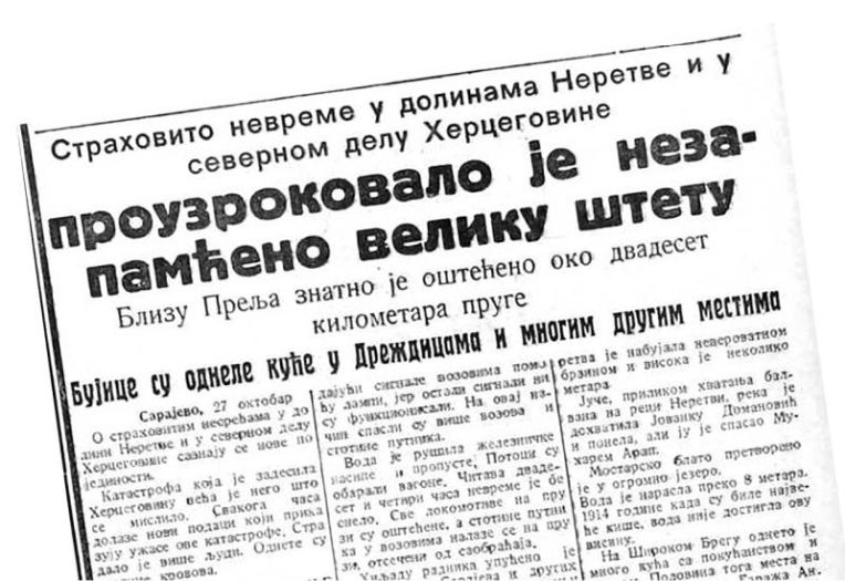 Izvještaj o poplavama iz 1937.: Neretva odnijela kuće, ljudi su bili u pećinama…