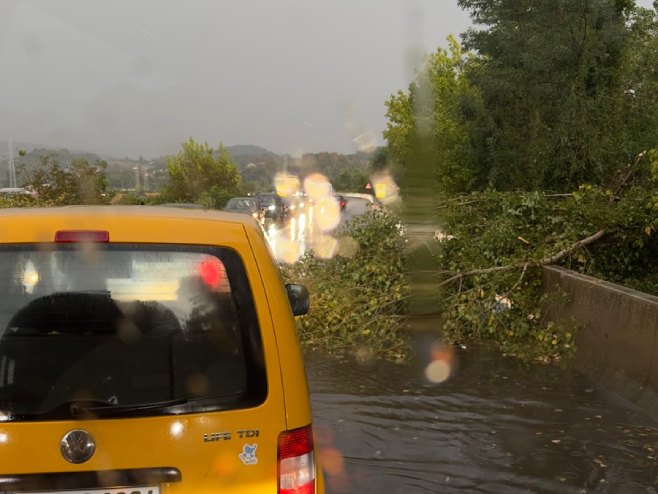 Јako nevrijeme u Doboju, stabla na cesti