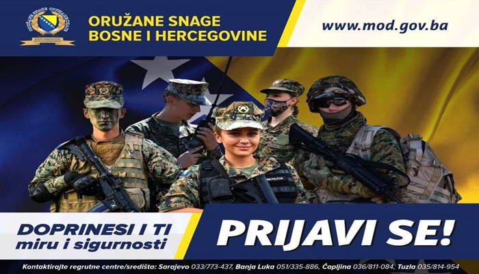 MO BiH raspisuje konkurse za prijem u Oružane snage BiH