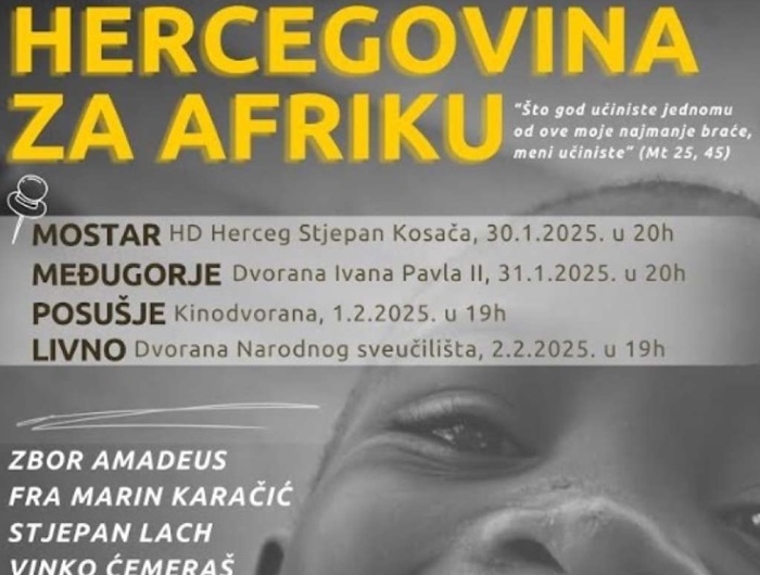 Narod Hercegovine za djecu Afrike: Humanitarni koncerti u četiri grada