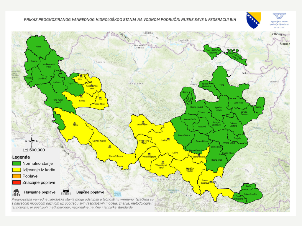 Važno upozorenje: Vanredno hidrološko stanje u FBiH