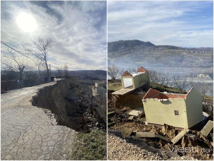 Protest sela kod Ugljevika, klizište odnijelo put