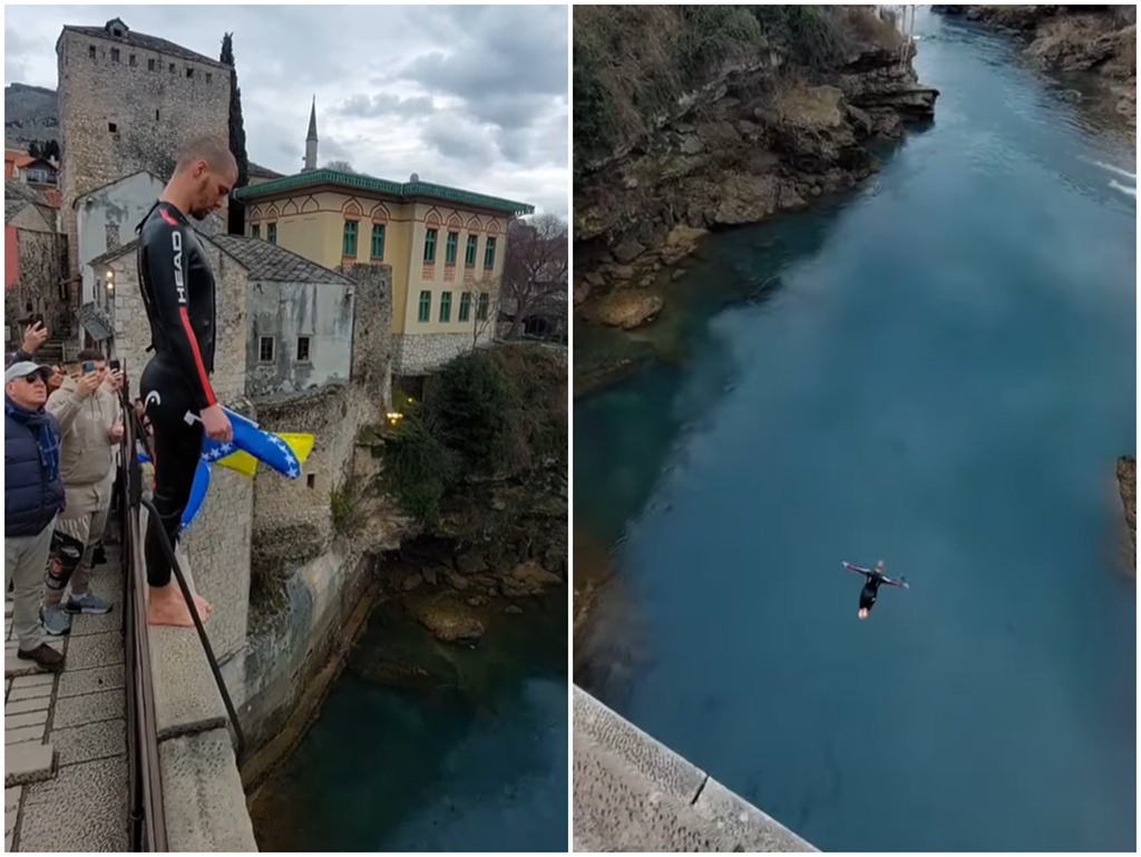 Skok sa Starog mosta povodom Dana nezavisnosti BiH