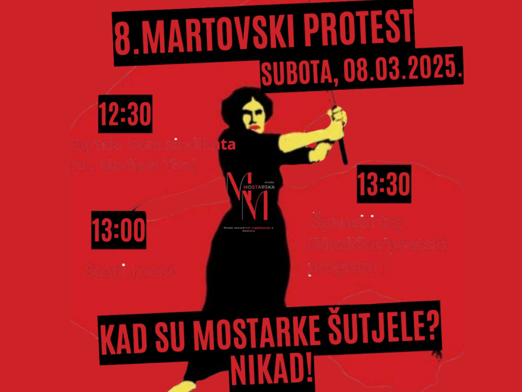 U Mostaru protestna šetnja za 8. mart: "Kad su Mostarke šutjele?"