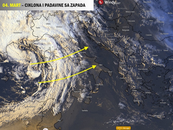 Vrijeme u sedmici pred nama: BiH pod utjecajem dvije ciklone